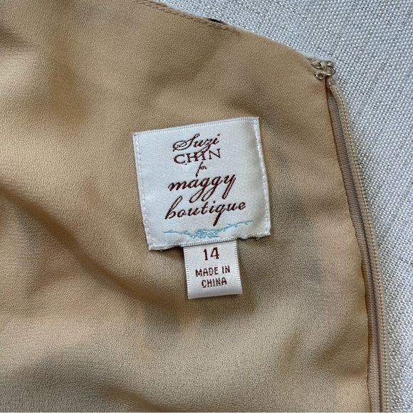 SUZI CHIN FOR MAGGY BOUTIQUE ASYMMETRICAL MAXI DRESS Cotton Silk Blend SIZE 14 - Picture 6 of 13